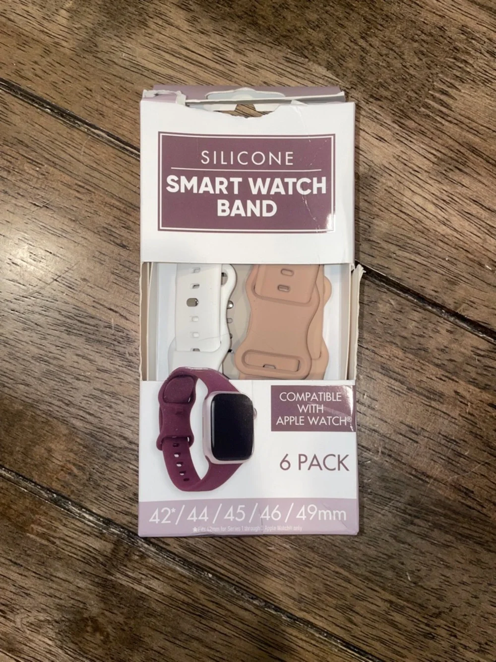 Silicone Smart Watch Band 6-Pack for Apple Watch - White, Beige, Plum